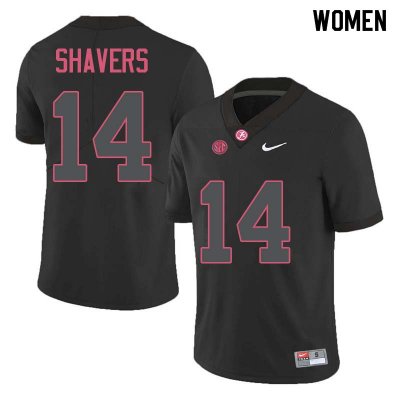 NCAA Women's Alabama Crimson Tide #14 Tyrell Shavers Stitched College Nike Authentic Black Football Jersey EN17M70WZ